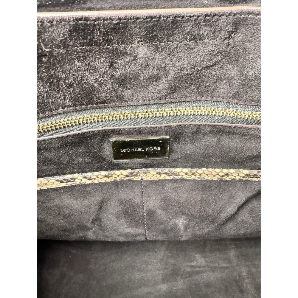 RARE 2015 Michael Kors Collection Brown Black Large Miranda Python Leather Tote - Picture 14 of 16